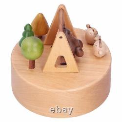 URRNDD Wooden Music Box Innovative Cartoon Bear Swing Musical Box Ornament