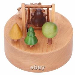 URRNDD Wooden Music Box Innovative Cartoon Bear Swing Musical Box Ornament