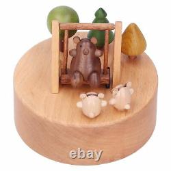 URRNDD Wooden Music Box Innovative Cartoon Bear Swing Musical Box Ornament