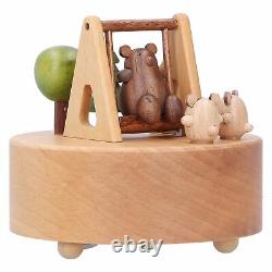 URRNDD Wooden Music Box Innovative Cartoon Bear Swing Musical Box Ornament