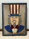 Uncle Sam Musical Wind Up Folk Art Rolling Eyes Hanging Wall Art Ooak Rare