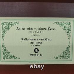 Used ORPHEUS SANKYO 50 wood Music Box The Blue Danube & Invitation to the Dance