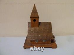 VINTAGE WOODEN CHRISTMAS CHURCH SILENT NIGHT MUSICAL ORNAMENT 1950s OR EARLIER