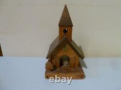 VINTAGE WOODEN CHRISTMAS CHURCH SILENT NIGHT MUSICAL ORNAMENT 1950s OR EARLIER