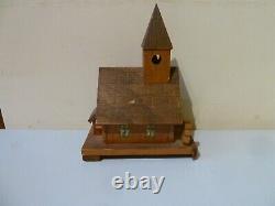 VINTAGE WOODEN CHRISTMAS CHURCH SILENT NIGHT MUSICAL ORNAMENT 1950s OR EARLIER