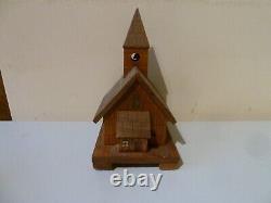 VINTAGE WOODEN CHRISTMAS CHURCH SILENT NIGHT MUSICAL ORNAMENT 1950s OR EARLIER