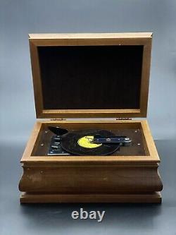 VINTAGE WORKING THORENS WOOD MUSIC BOX METAL DISK PLAYER Works! And 5 Discs