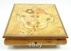 VTG 1940s SORRENTO ITALY MUSIC JEWELRY BOX INLAID BURL ELM WOOD TRISTESSE CHOPIN