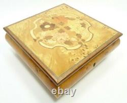 VTG 1940s SORRENTO ITALY MUSIC JEWELRY BOX INLAID BURL ELM WOOD TRISTESSE CHOPIN