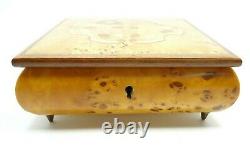 VTG 1940s SORRENTO ITALY MUSIC JEWELRY BOX INLAID BURL ELM WOOD TRISTESSE CHOPIN