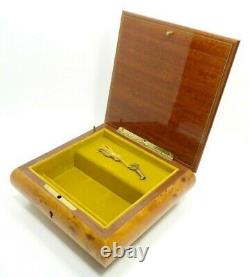 VTG 1940s SORRENTO ITALY MUSIC JEWELRY BOX INLAID BURL ELM WOOD TRISTESSE CHOPIN