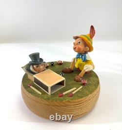 VTG Anri Reuge Wood Pinocchio & Jimmie Cricket Music Box Charity DS66