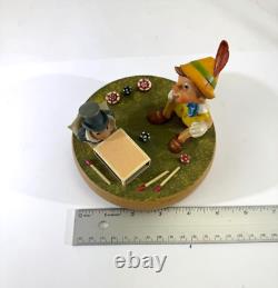 VTG Anri Reuge Wood Pinocchio & Jimmie Cricket Music Box Charity DS66