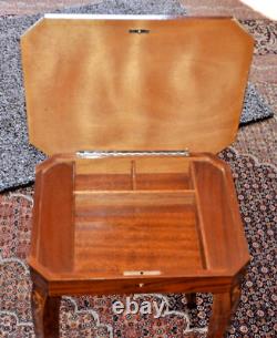 VTG Italian Music Box Table Wood Inlay Sorrent FLORENTINA Side 19.5X14.5X11.5