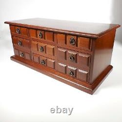 VTG MCM Jewelry Music Box Wooden Large 7 Drawer Dresser Love Story Song