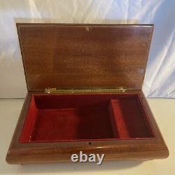 VTG Music Jewelry Box Wood Inlay Lacquered Made In Italy Plays Funiculi Funicula