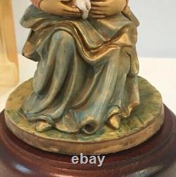 VTG NIP Mary & Baby Jesus Rotating Music Box Hand Painted With Wood Base Italy