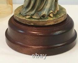 VTG NIP Mary & Baby Jesus Rotating Music Box Hand Painted With Wood Base Italy