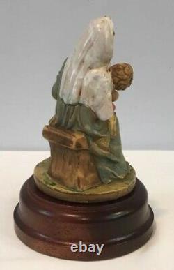 VTG NIP Mary & Baby Jesus Rotating Music Box Hand Painted With Wood Base Italy