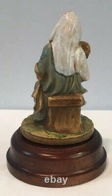 VTG NIP Mary & Baby Jesus Rotating Music Box Hand Painted With Wood Base Italy