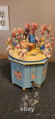 VTG RARE Steinbach German Wooden Music Box Swiss Thorens In Box! Flowers