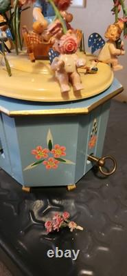 VTG RARE Steinbach German Wooden Music Box Swiss Thorens In Box! Flowers