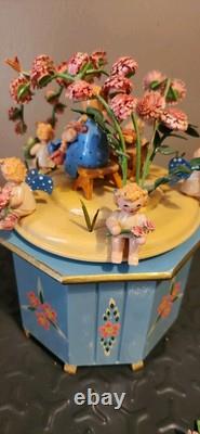 VTG RARE Steinbach German Wooden Music Box Swiss Thorens In Box! Flowers