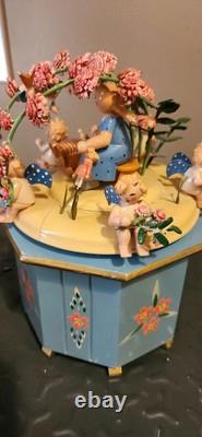 VTG RARE Steinbach German Wooden Music Box Swiss Thorens In Box! Flowers