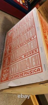 VTG RARE Steinbach German Wooden Music Box Swiss Thorens In Box! Flowers