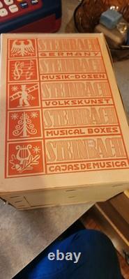 VTG RARE Steinbach German Wooden Music Box Swiss Thorens In Box! Flowers