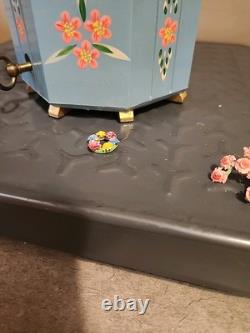 VTG RARE Steinbach German Wooden Music Box Swiss Thorens In Box! Flowers