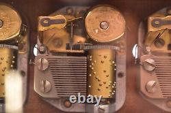 VTG REUGE Music Box Swiss 3 Movements Made in Italy Wood Glass For Repair