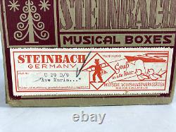 VTG Steinbach German Wood Music Box Swiss Thorens Wendt Kuhn Angels In Orig Box
