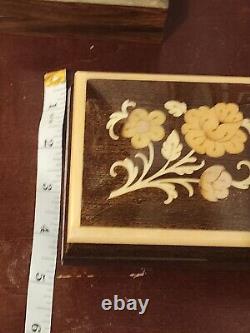 VTG Swiss Made Reuge Wood Inlaid Music Box Jewelry Box Arriverderci Roma #1748