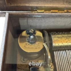VTG Thorens Cylinder Swiss Music Box (Pre Reuge) 3 Tune Wooden Video On Request