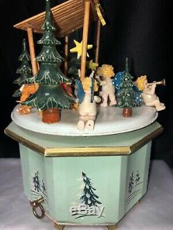 VTG Thorens Music Box NATIVITY Carved Wood Stille Nacht, ROSENHEIM GERMANY1950s