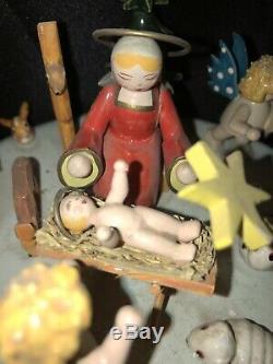 VTG Thorens Music Box NATIVITY Carved Wood Stille Nacht, ROSENHEIM GERMANY1950s