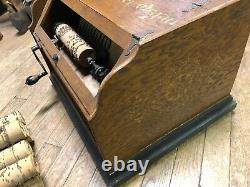 Victorian Concert Roller Organ with 11 Wood Music Rolls Needs Adjusting-Antique