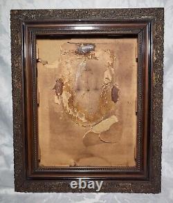 Victorian Large Ornate Box Frame Held A Religious Study -With Musical Movement