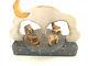 Vinatage Wolf Creek Folk Art Wood Santa And Reindeer Music Box Here Comes Santa