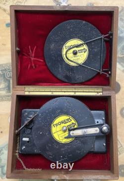 Vintage 1920's Thorens Music Box with5 Discs Swiss Made Musical Movement Wood Case
