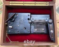 Vintage 1920's Thorens Music Box with5 Discs Swiss Made Musical Movement Wood Case