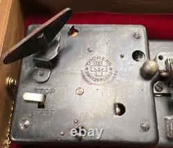 Vintage 1920's Thorens Music Box with5 Discs Swiss Made Musical Movement Wood Case
