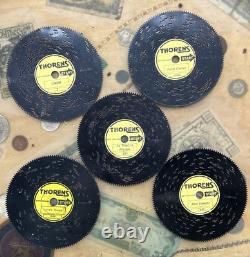 Vintage 1920's Thorens Music Box with5 Discs Swiss Made Musical Movement Wood Case
