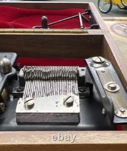 Vintage 1920's Thorens Music Box with5 Discs Swiss Made Musical Movement Wood Case