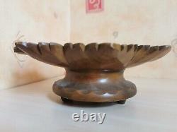 Vintage 1930s Black Forest Beech Wood Leaf Carved Musical Fruit Bowl Music Box