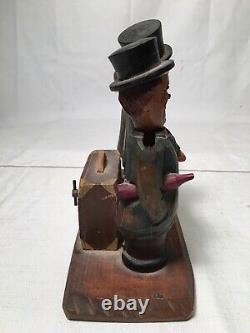 Vintage 1940s ANRI Hand CARVED WOOD BAR SET MUSICIANS Figures MUSIC BOX Works