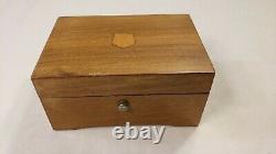 Vintage 1950s Swiss Thorens Music Box Inlaid Wood Design 3 Songs No. AL336