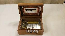 Vintage 1950s Swiss Thorens Music Box Inlaid Wood Design 3 Songs No. AL336