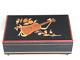 Vintage 1960s Black Italian Reuge Musical Jewelry Box Wood Guitar Branch Inlay